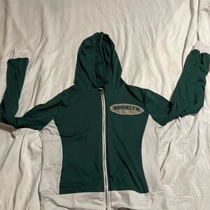 Charlotte Russe Women's Green and White Zip-Up Jacket size small